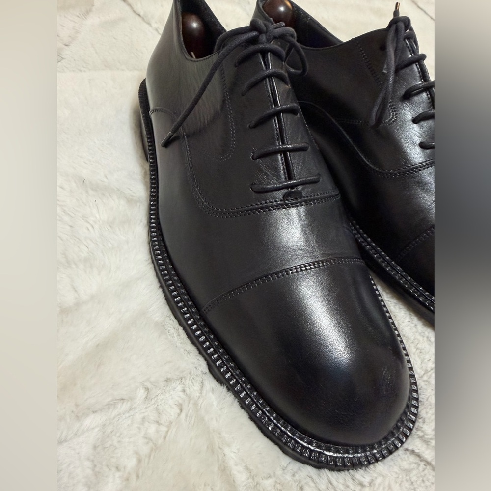 $395 Bruno Magli Classic Black Lace Up Cap-toe Oxford Men's Dress Shoes 9
